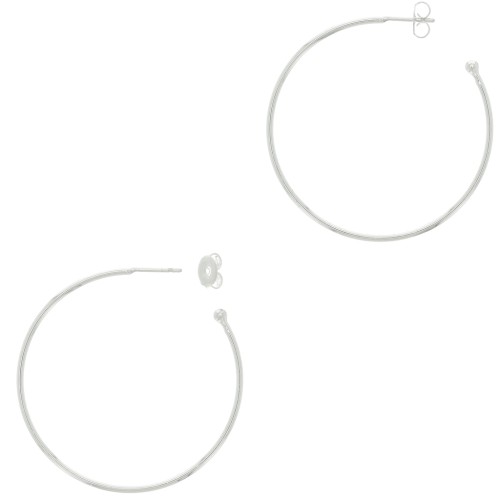 Orecchini cerchio aperti con pallina 54 mm da decorare - Placcatura argento fino x2