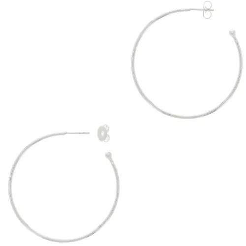Orecchini cerchio aperti con pallina 54 mm da decorare - Placcatura argento fino x2