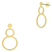 Chiodi di orecchie cerchio doppio scavato 32x18 mm - Dorato con oro fino x2