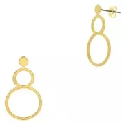 Chiodi di orecchie cerchio doppio scavato 32x18 mm - Dorato con oro fino x2