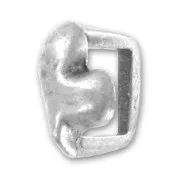 Passante cuore per cuoio Regaliz mm. 15 Placcatura argento antico x1