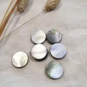 Perle piatta forma disco in madreperla tinta 18 mm - Grigio x1
