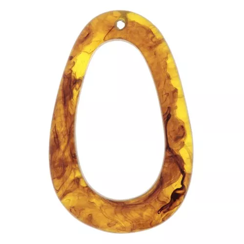 Pendente goccia scavato 49x32 mm in resina- Marmo Ambra x1