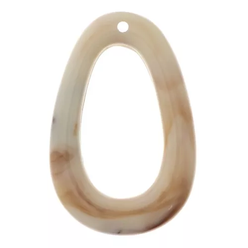 Pendente goccia scavato 49x32 mm in resina- Marmo Beige - Marrone x1