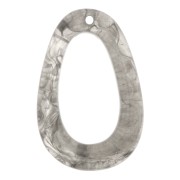 Pendente goccia scavato 49x32 mm in resina -Marmo grigio x1|raw }}