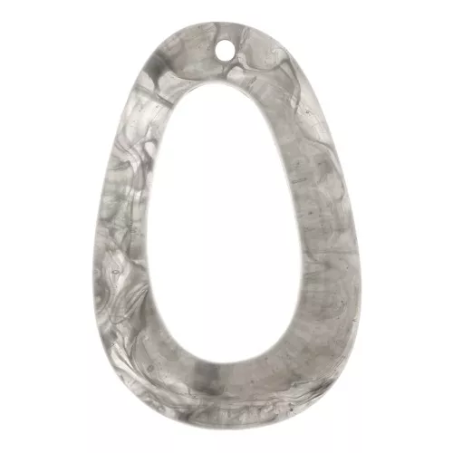 Pendente goccia scavato 49x32 mm in resina -Marmo grigio x1