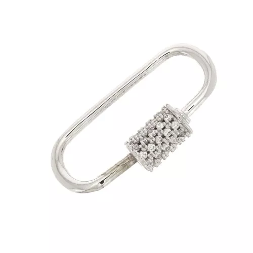 Chiusura ovale svitabile con Ossido di zirconio 25x11 mm - Rodio - Crystal x1