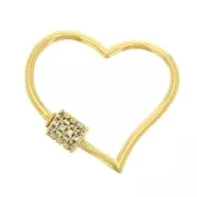 Chiusura cuore svitabile con Ossido di zirconio 21x26 mm - Dorato - Crystal x1