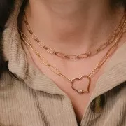 Chiusura cuore svitabile con Ossido di zirconio 21x26 mm - Dorato - Crystal x1