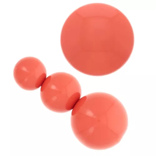 Assortimento di 26 perle tonde 8-10-14 mm e 2 cabochon in resina - Rosso corallo
