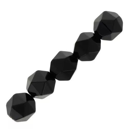 Perle esagonali 6 mm pietra gemma Agata nera x15