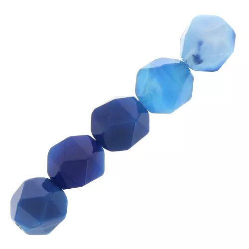Perle esagonali 6 mm pietra gemma Agata blu x15