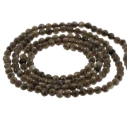 Perla rotonda sfaccettata da 2 mm in pietra semipreziosa - Ossidiana x 38 cm
