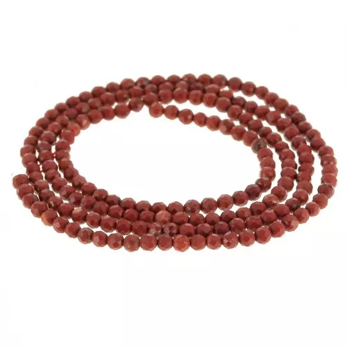 Perline sfaccettate rotonde da 2 mm in pietra semipreziosa - Diaspro rosso x39cm