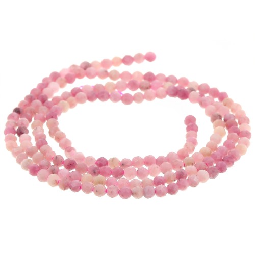 Perle sfaccettate rotonde da 2 mm in pietra semipreziosa - Diaspro rosa x38cm