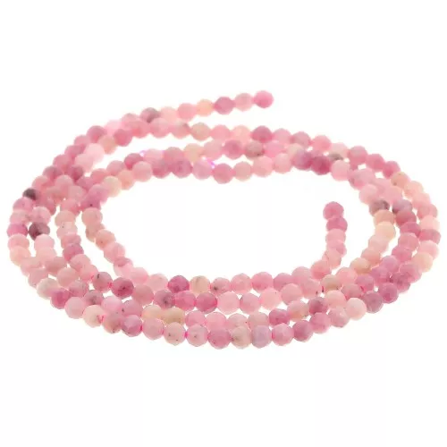 Perle sfaccettate rotonde da 2 mm in pietra semipreziosa - Diaspro rosa x38cm