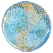 Bombata Murano foglia oro mm. 21Blue Zircon x1