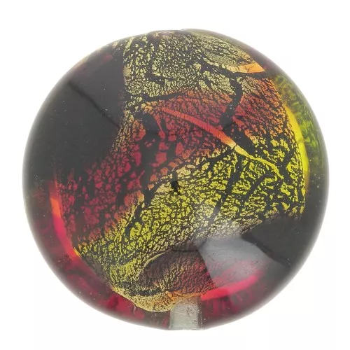 Bombata Murano foglia oro mm. 22 Nero/Arancio x1