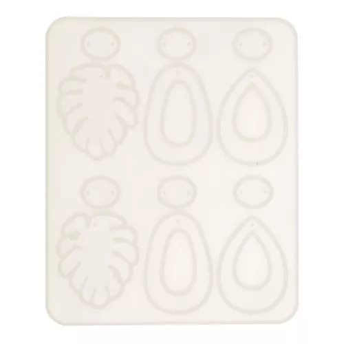 Stampo in silicone n. 2 per realizzare orecchini in resina, 13x15,5 cm x1