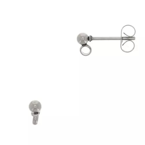 Orecchini perno con pallina mm. 3 con anello chiuso - Acciaio inossidabile x100
