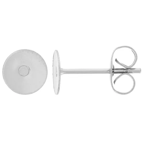 Orecchino Perno Piatto disco 6 mm Acciaio inossidabile 303L x100