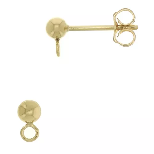 Orecchini perno con palline 3 mm con anello saldato in Gold filled x2