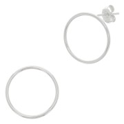 Orecchini perno cerchio scavato 15mm in Argento 925 x2|raw }}