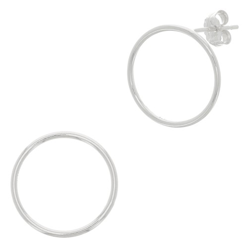 Orecchini perno cerchio scavato 15mm in Argento 925 x2