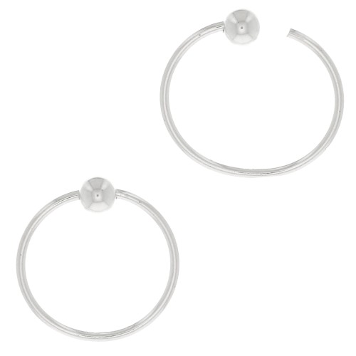 Orecchini cerchio 12 mm con palllina di 3 mm in Argento 925 x2