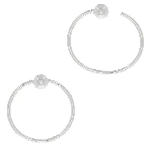 Orecchini cerchio 12 mm con palllina di 3 mm in Argento 925 x2