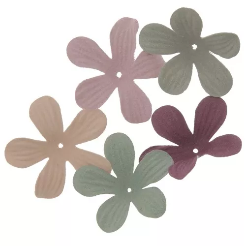 Assortimento di fiori 5 petali in tessuto 38 mm - Multicolore x30