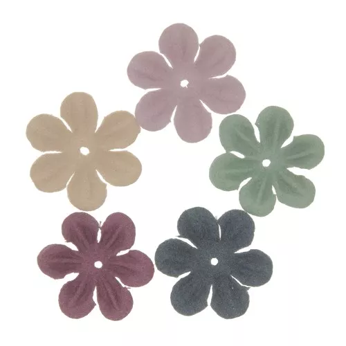 Assortimento di fiori 6 petali in tessuto 24 mm - Multicolore x30