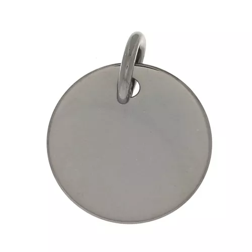Ciondolo medaglia mm. 10 da incidere Argento 925 rodio nero x1