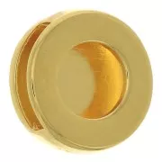 Passante tondo per cabochon fondo piatto 12mm e laccio 10mm Dorato con oro fino x1