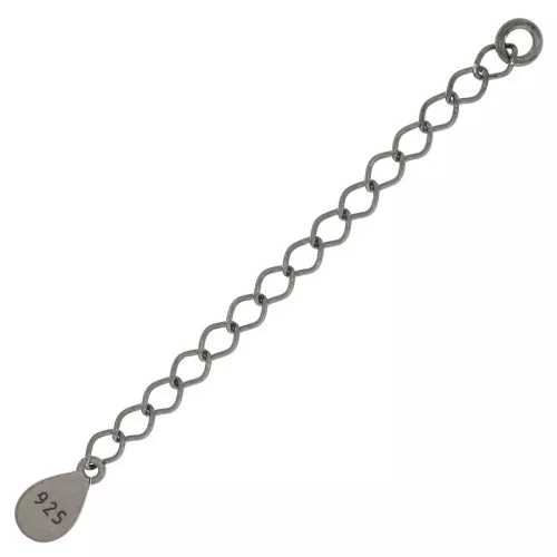 Catenina d'estensione medaglietta goccia 55 mm Argento 925 Rodio Nero x1