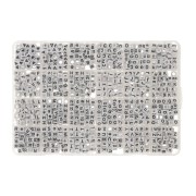 Cofanetto di 1200 perle lettere alfabeto e cuori forma cubo 6 mm - Bianco - Nero|raw }}