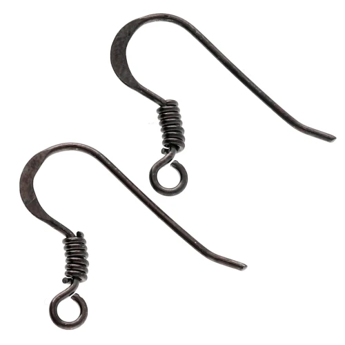 Ganci per orecchie 17 mm - Argento 925 Rodio Nero x2