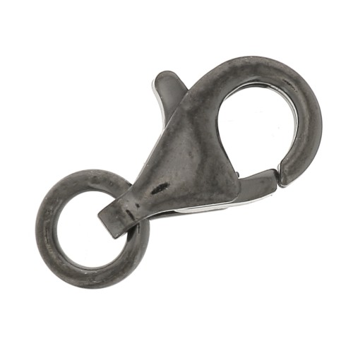 Chiusura moschettone 9 mm Argento 925 Rodio Nero x1