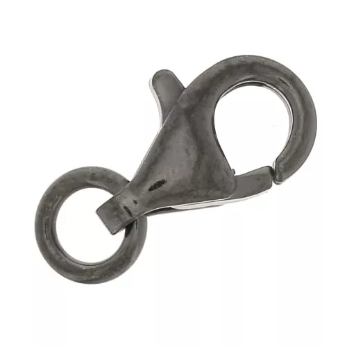 Chiusura moschettone 9 mm Argento 925 Rodio Nero x1