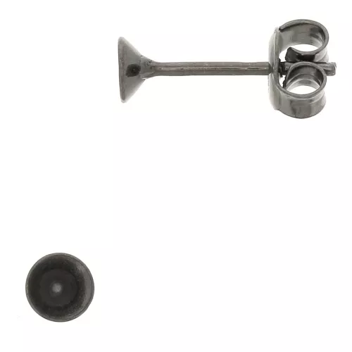 Orecchini a perno per cabochon PureCrystal 1088 4 mm Argento 925 Rodio Nero x2