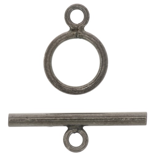 Chiusura a T barra - Fabbricazione europea - mm. 10 Argento 925 Rodio Nero x1