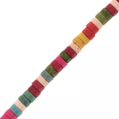Perle rondelle heishi 6x3 mm imitazione Howlite - Multicolore x39cm