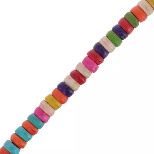 Perle rondelle heishi 5x2.5 mm imitazione Howlite - Multicolore x40cm