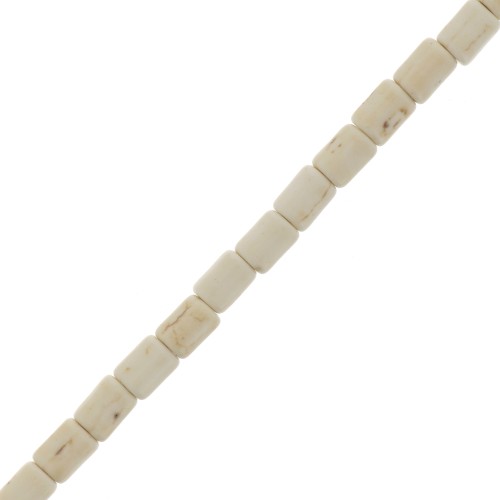 Perle tubi stile Heishi 4x6 mm imitazione Howlite - Crema x39cm