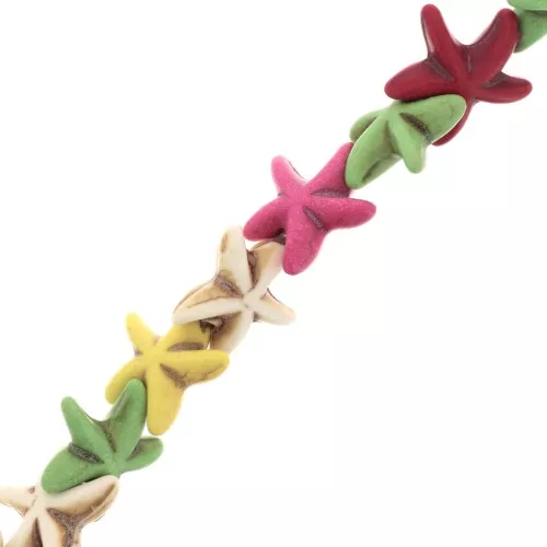 Perle stelle marine 14 mm imitazione Howlite - Multicolore x37cm