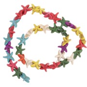 Perle stelle marine 14 mm imitazione Howlite - Multicolore x37cm