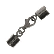 Chiusura moschettone con pinza per lacci tondi 3 mm in Argento 925 Rodio Nero x1|raw }}