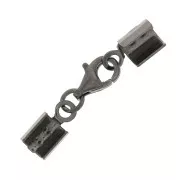 Chiusura moschettone con pinza per lacci tondi 3 mm in Argento 925 Rodio Nero x1