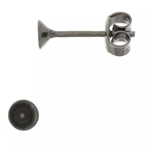 Orecchini perno portacabochon per PureCrystal 1088 mm.6 Argento 925 rodio Nero x2