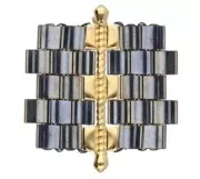 Piatto - Connettore di perle Perle di Tila 34x8 mm Kalogeros III argento invecchiato